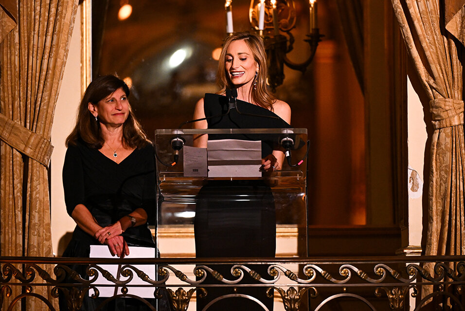 Marcella Hymowitz and Dr. Julia Glade-Bender at the podium during the 2025 event.