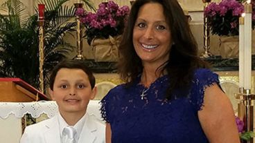 Kimberlie, a donor who has included MSK in her estate plans, with her son.